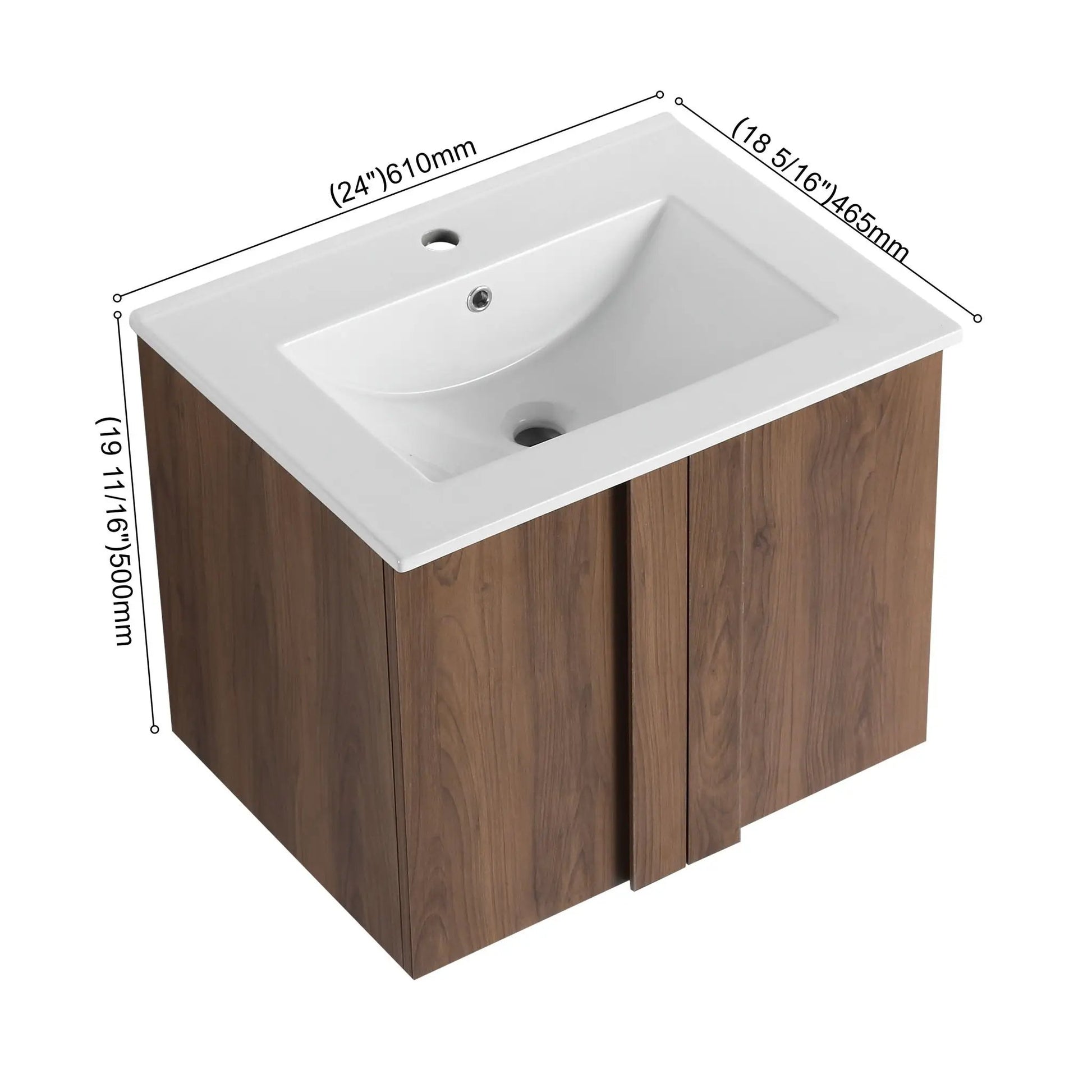 Floating bathroom vanity with sink combo by Unique Piece Furniture, wood cabinet with white ceramic sink top on Tampa Home & Garden Store