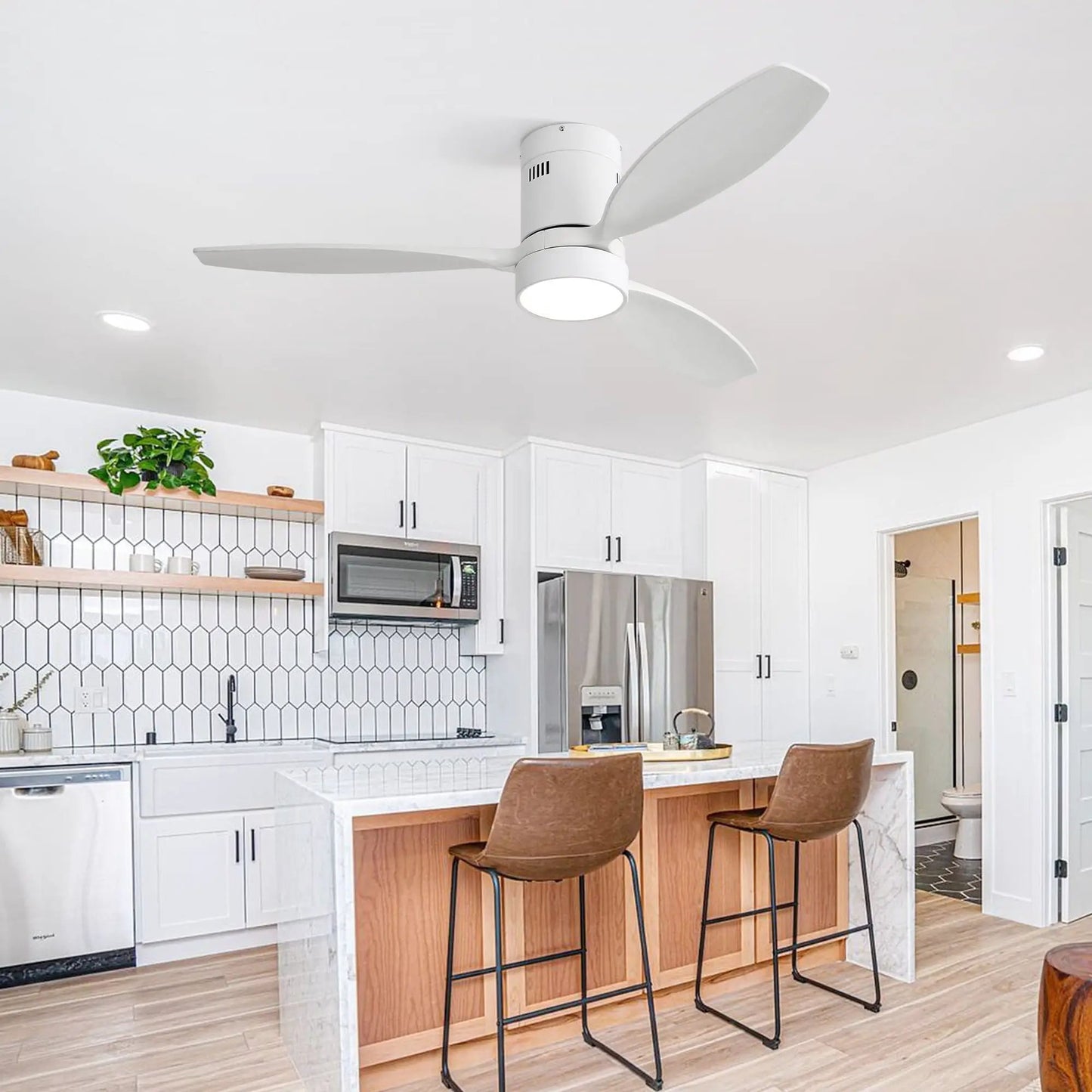 Ceiling fan white with remote LED light and reversible DC motor Unique Piece Furniture on Tampa Home & Garden Store