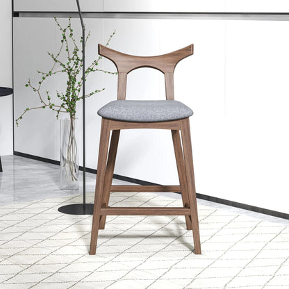 HouseOfZazla upholstered square bar chair with solid wood frame, gray fabric seat on Tampa Home & Garden Store