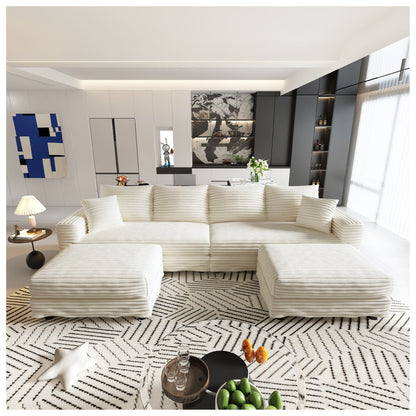 Deep Seat Sofa Bed With Ottoman and Soft Pillows