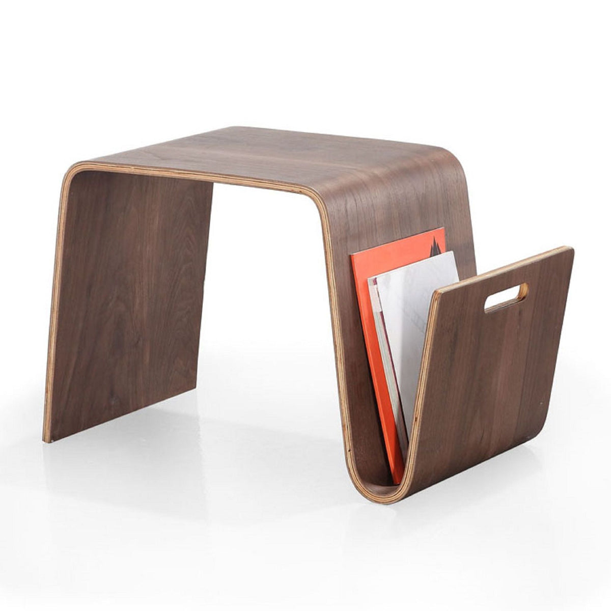 Brookside End Table with Curved Magazine Shelf dark brown wood by HouseOfZazla on Tampa Home & Garden Store