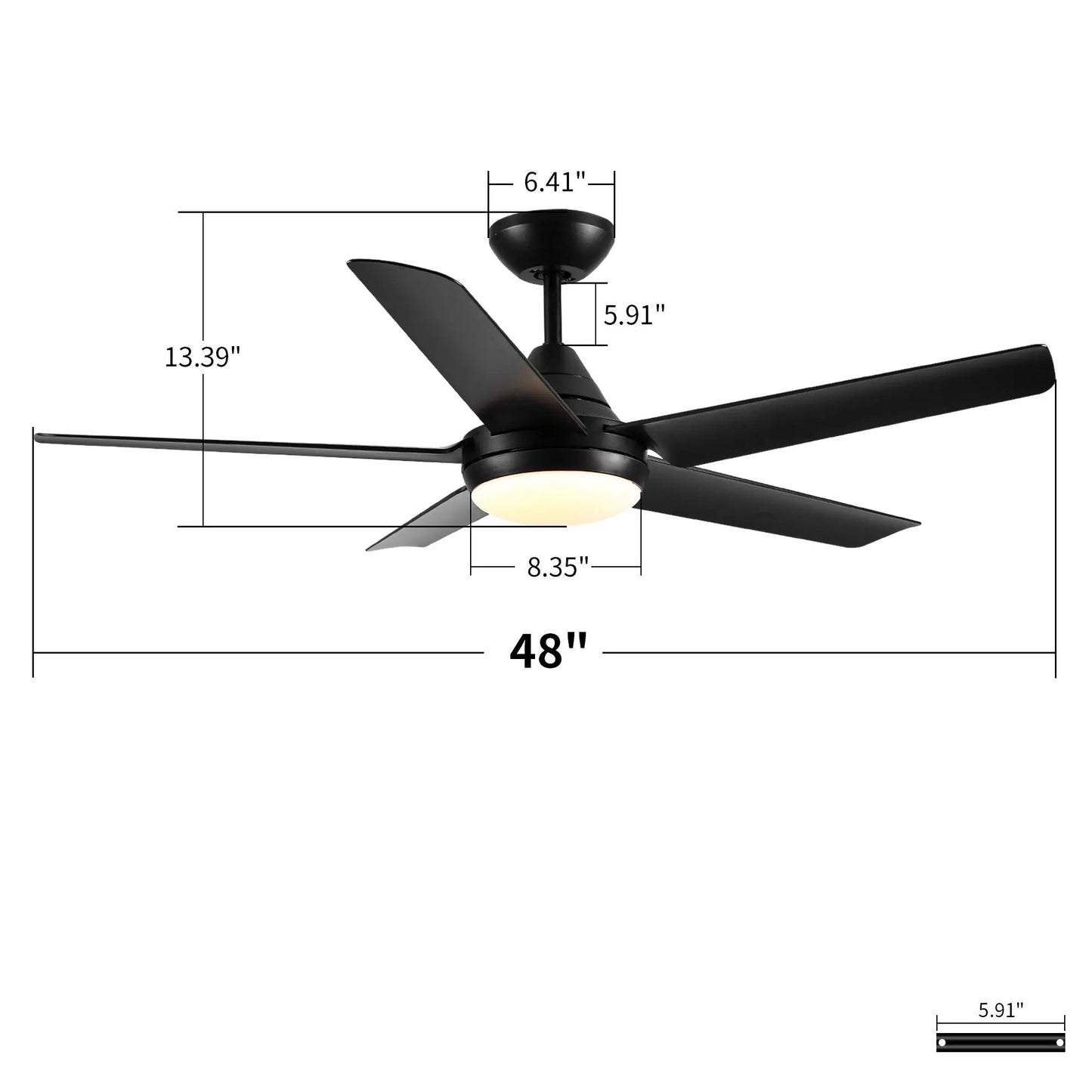 Ceiling fan with lights and remote, black finish, 4 blades, DC motor dimmable LED on Tampa Home & Garden Store