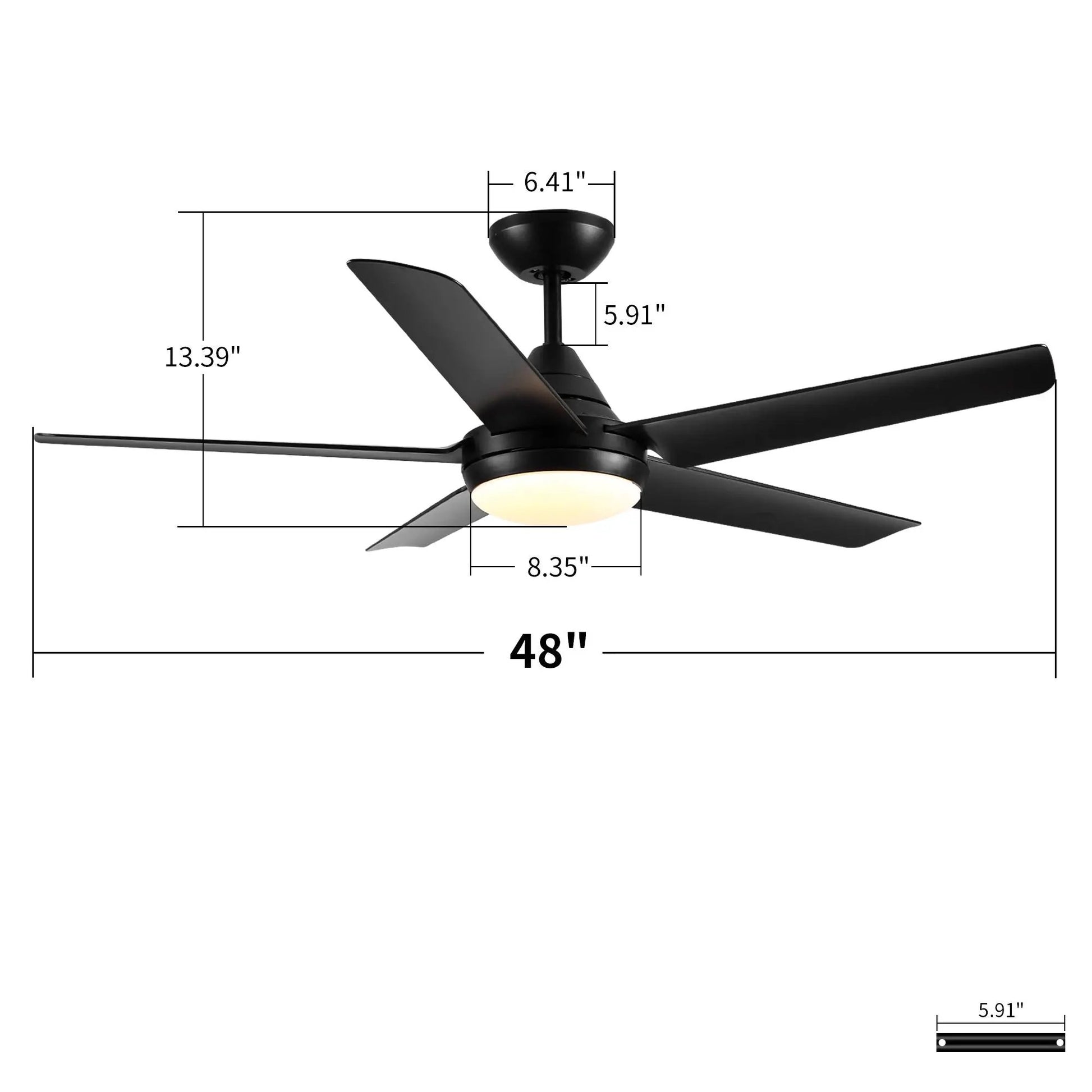 Ceiling fan with lights and remote, black finish, 4 blades, DC motor dimmable LED on Tampa Home & Garden Store