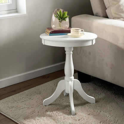 Round Pedestal Accent Table White Cottage Style