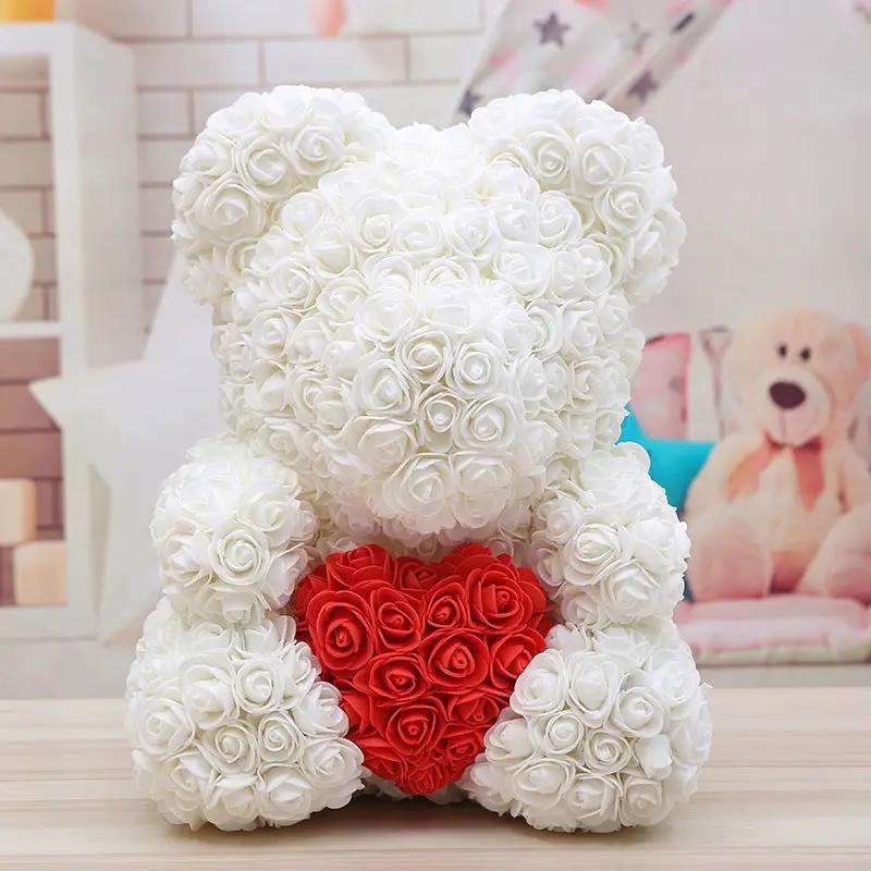 White rose bear with red rose heart, FLIPSTYLEZLLC Valentine's gift on Tampa Home & Garden Store