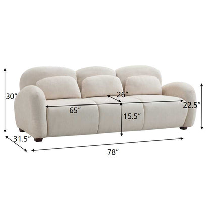Modern Beige Boucle Three Seat Sofa with Pillows
