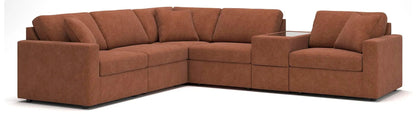 Modmax Spice Sectional by Unique Piece Furniture, sofa in orange-brown fabric with glass on Tampa Home & Garden Store