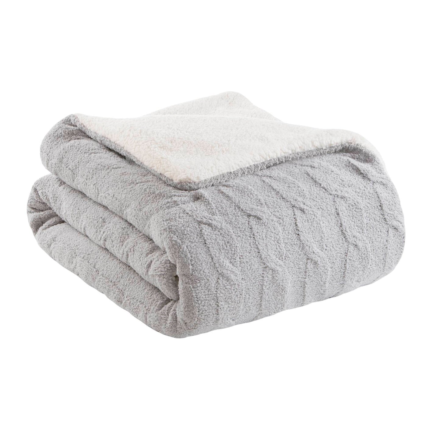 HouseOfZazla 3pc cable knit chenille comforter set gray full/queen plush textured bedding on Tampa Home & Garden Store
