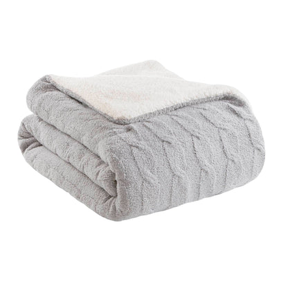 HouseOfZazla 3pc cable knit chenille comforter set gray full/queen plush textured bedding on Tampa Home & Garden Store