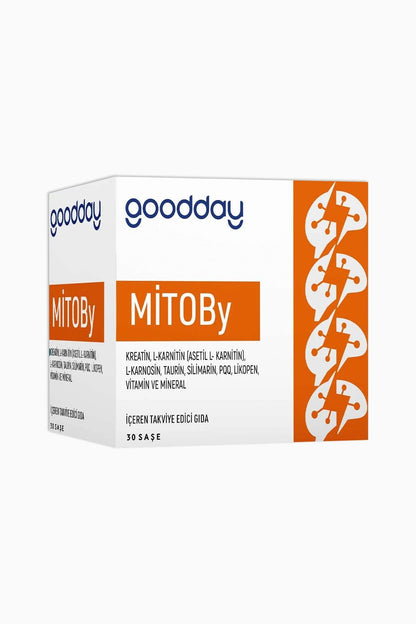 Goodday Mitoby vitamin supplement box with blue goodday logo and orange label, 30 sachets on Tampa Home & Garden Store