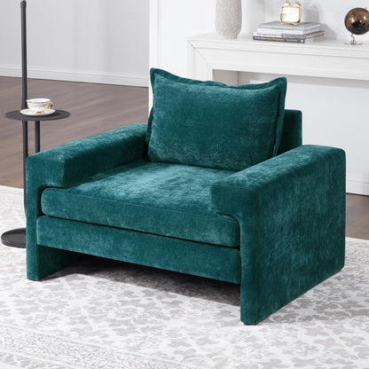 HouseOfZazla teal velvet upholstered accent chair with wide arms and ergonomic back support on Tampa Home & Garden Store