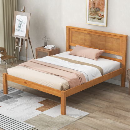 Strong Espresso Wood Platform Bed and Headboard