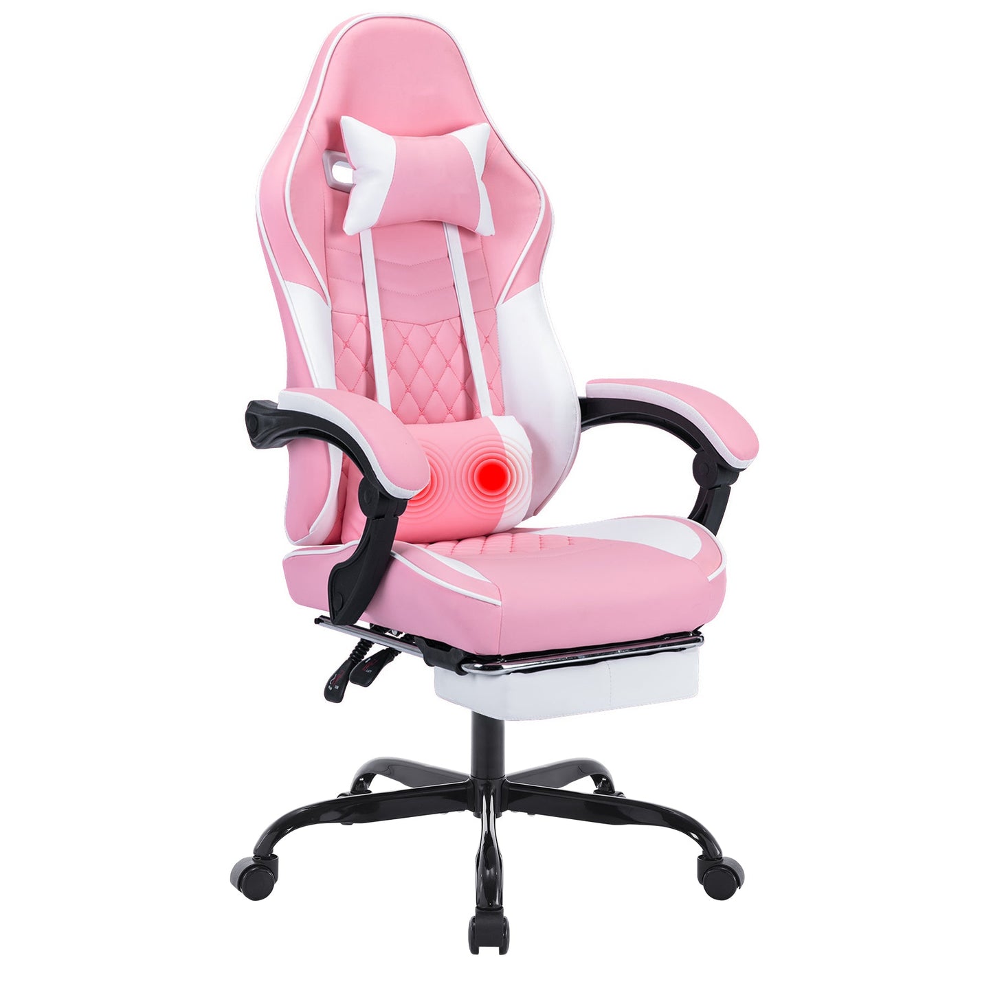 Ergonomic video gamer chair pink with massage lumbar support by HouseOfZazla on Tampa Home & Garden Store