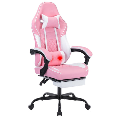 Ergonomic video gamer chair pink with massage lumbar support by HouseOfZazla on Tampa Home & Garden Store