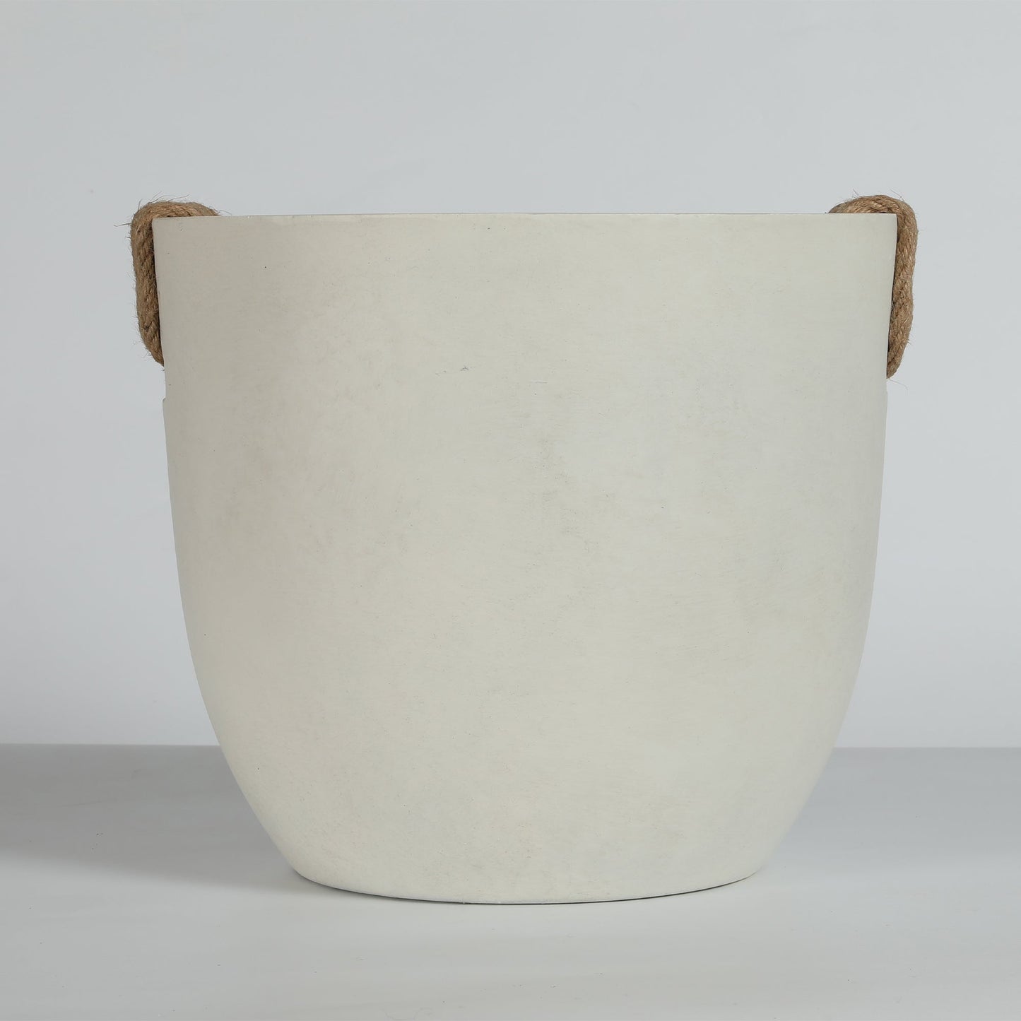 Round concrete planter with rope handles, off-white large handmade pot by HouseOfZazla on Tampa Home & Garden Store