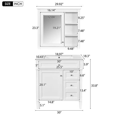 Bathroom Vanity with Top Sink and Mirror Cabinet