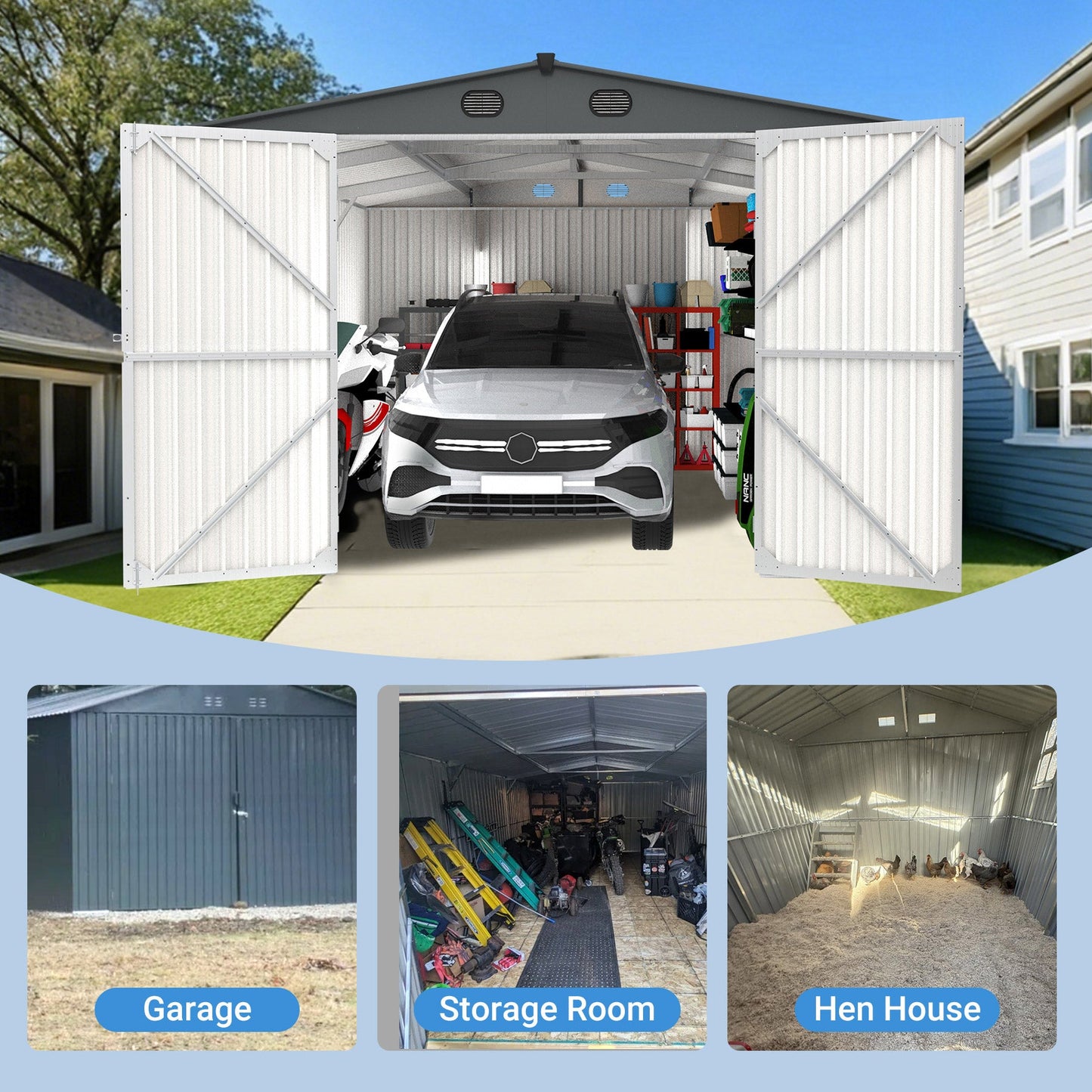Sturdy Outdoor Metal Shed and Garden Storage