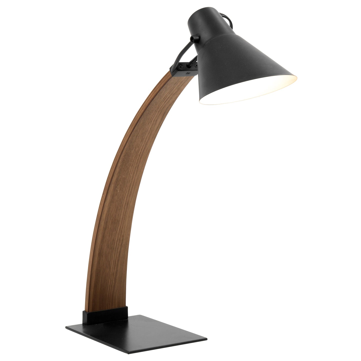 Noah Mid-Century Modern Table Lamp in walnut wood with black metal shade on Tampa Home & Garden Store