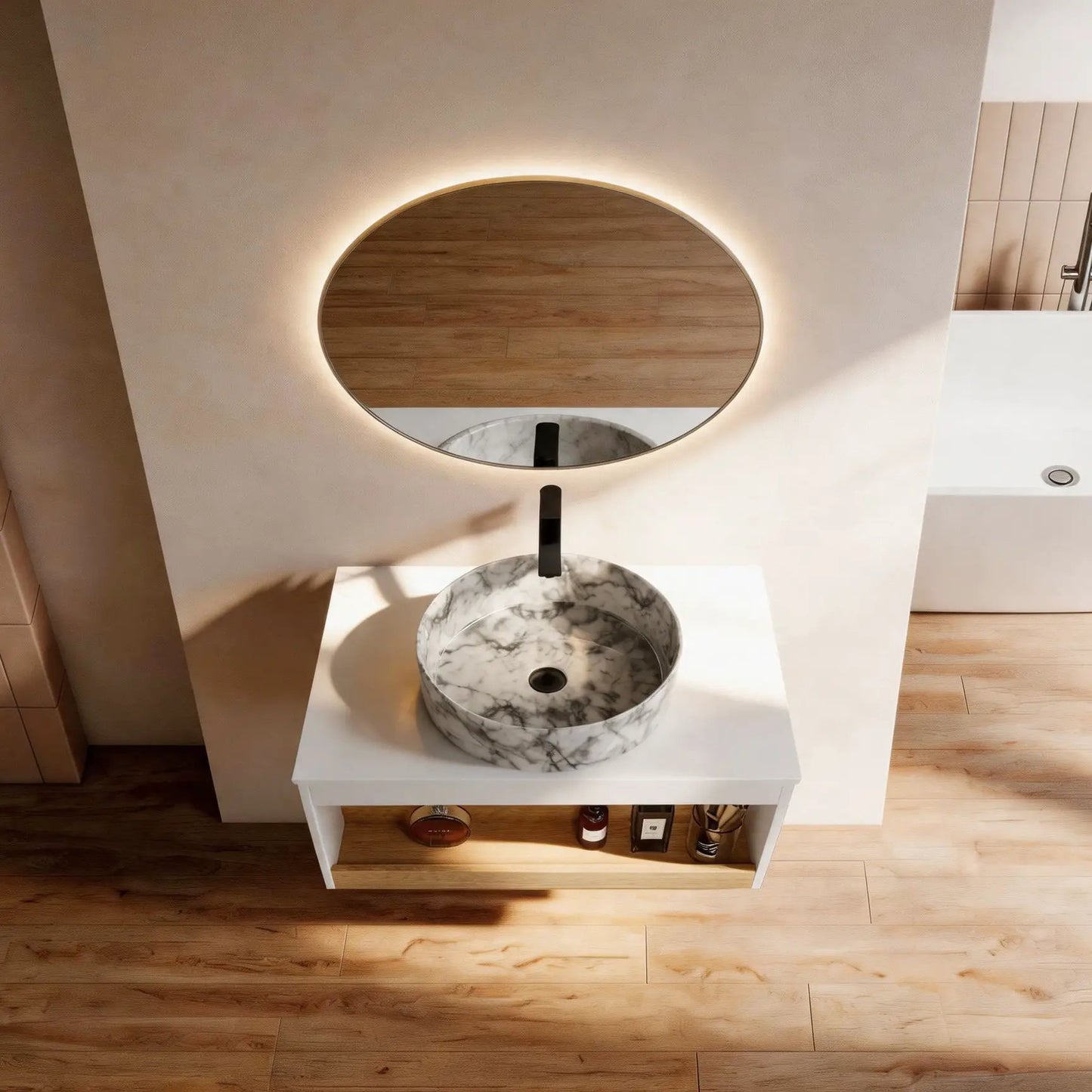 Floating Bathroom Vanity with Vessel Sink