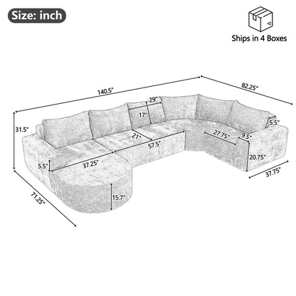 Modular Cloud Sectional Sofa Set in light gray fabric by HouseOfZazla, stationary sectional on Tampa Home & Garden Store
