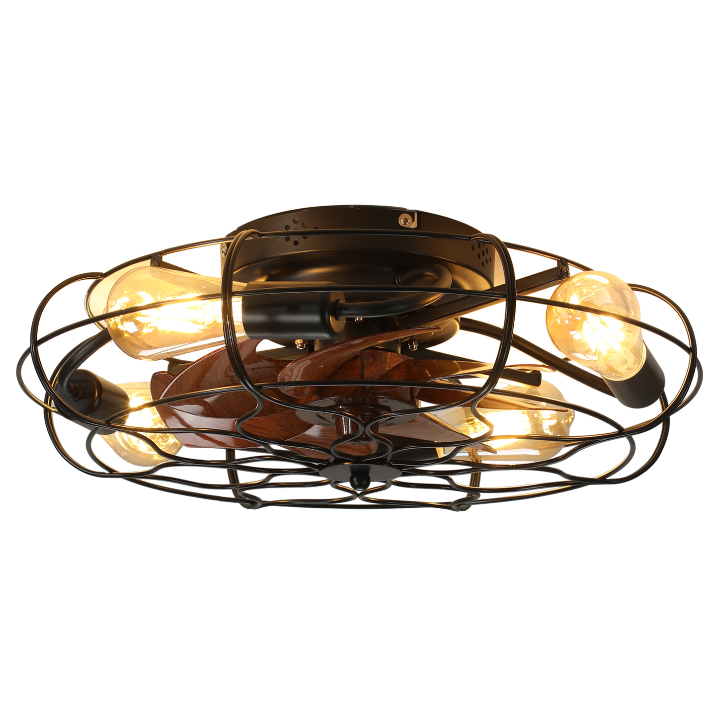 Industrial caged ceiling fan with light, dark bronze metal cage, Edison bulbs HouseOfZazla on Tampa Home & Garden Store