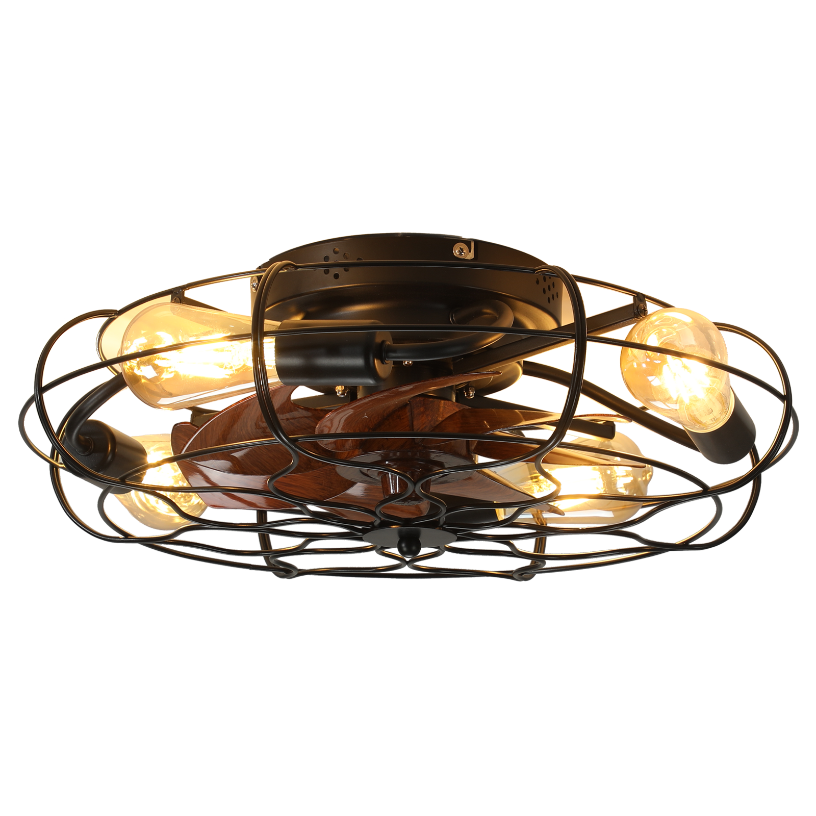 Industrial caged ceiling fan with light, dark bronze metal cage, Edison bulbs HouseOfZazla on Tampa Home & Garden Store