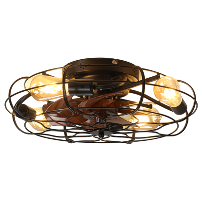 Industrial caged ceiling fan with light, dark bronze metal cage, Edison bulbs HouseOfZazla on Tampa Home & Garden Store