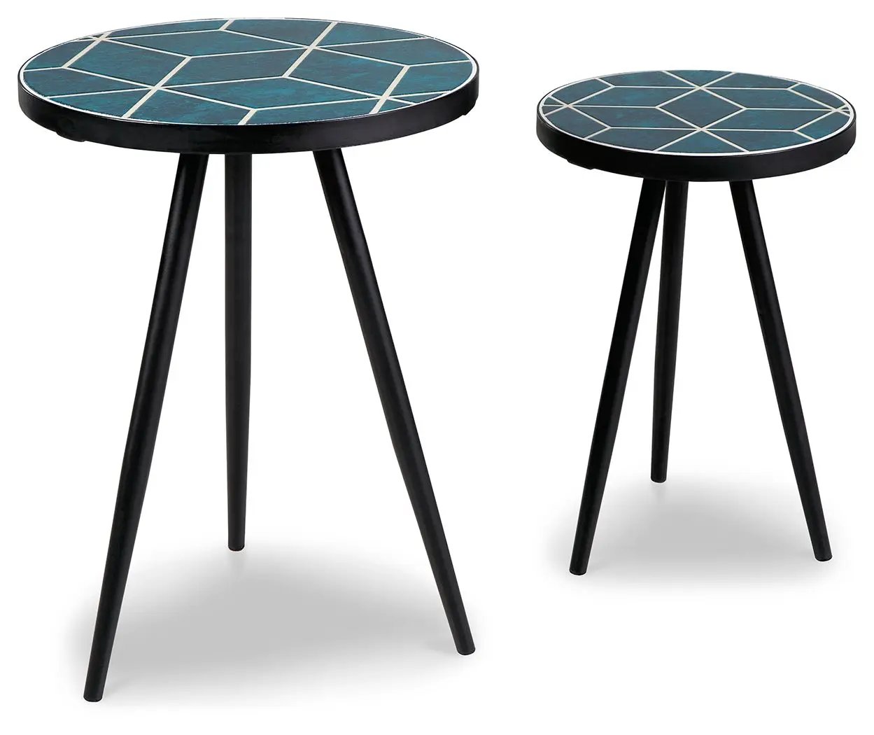 Clairbelle Teal Nesting Accent Tables Set of 2