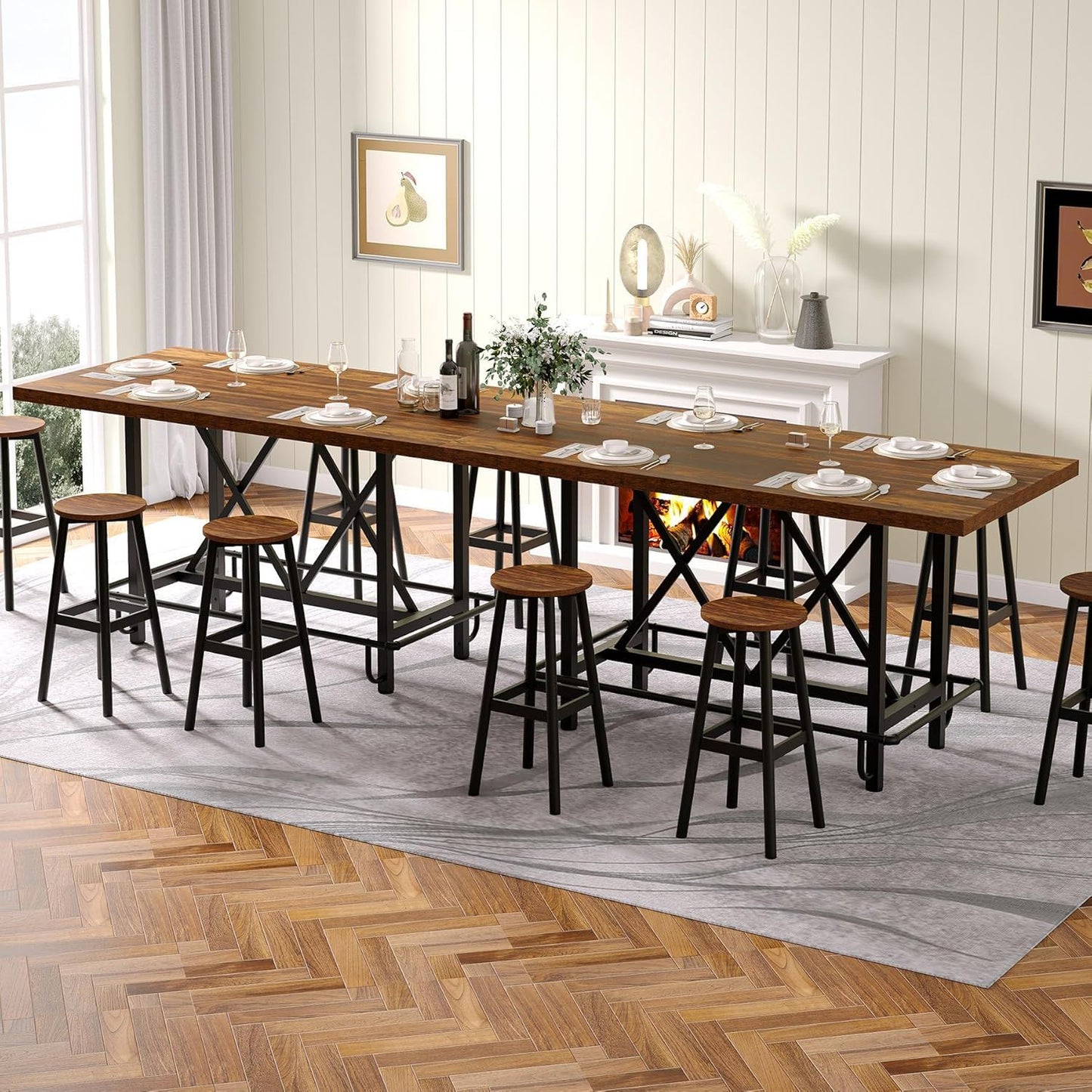 Rectangular Counter Height Dining Table for Six