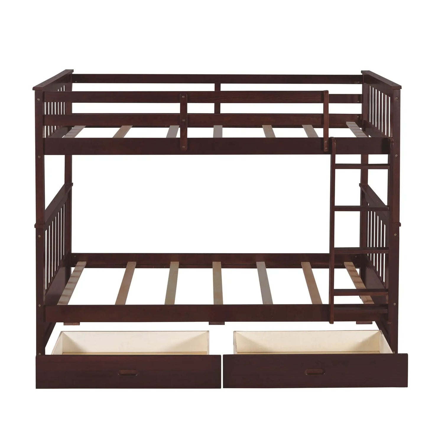 Bunk bed with ladders in dark wood finish with 2 storage drawers by Unique Piece Furniture on Tampa Home & Garden Store
