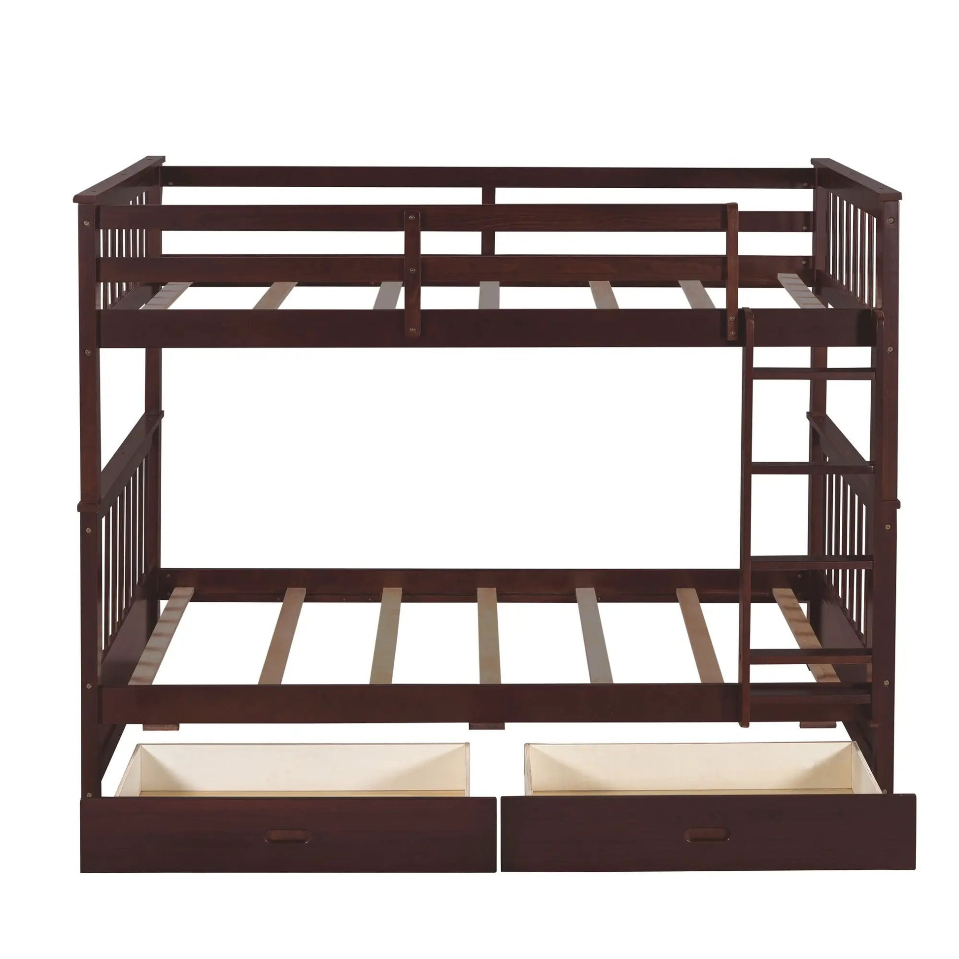 Bunk bed with ladders in dark wood finish with 2 storage drawers by Unique Piece Furniture on Tampa Home & Garden Store