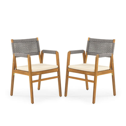 Outdoor Acacia Wood Dining Armchair and Cushions