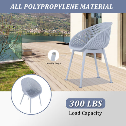 3 Piece Outdoor Lounge Chair Set in light gray polypropylene by HouseOfZazla non-slip design on Tampa Home & Garden Store