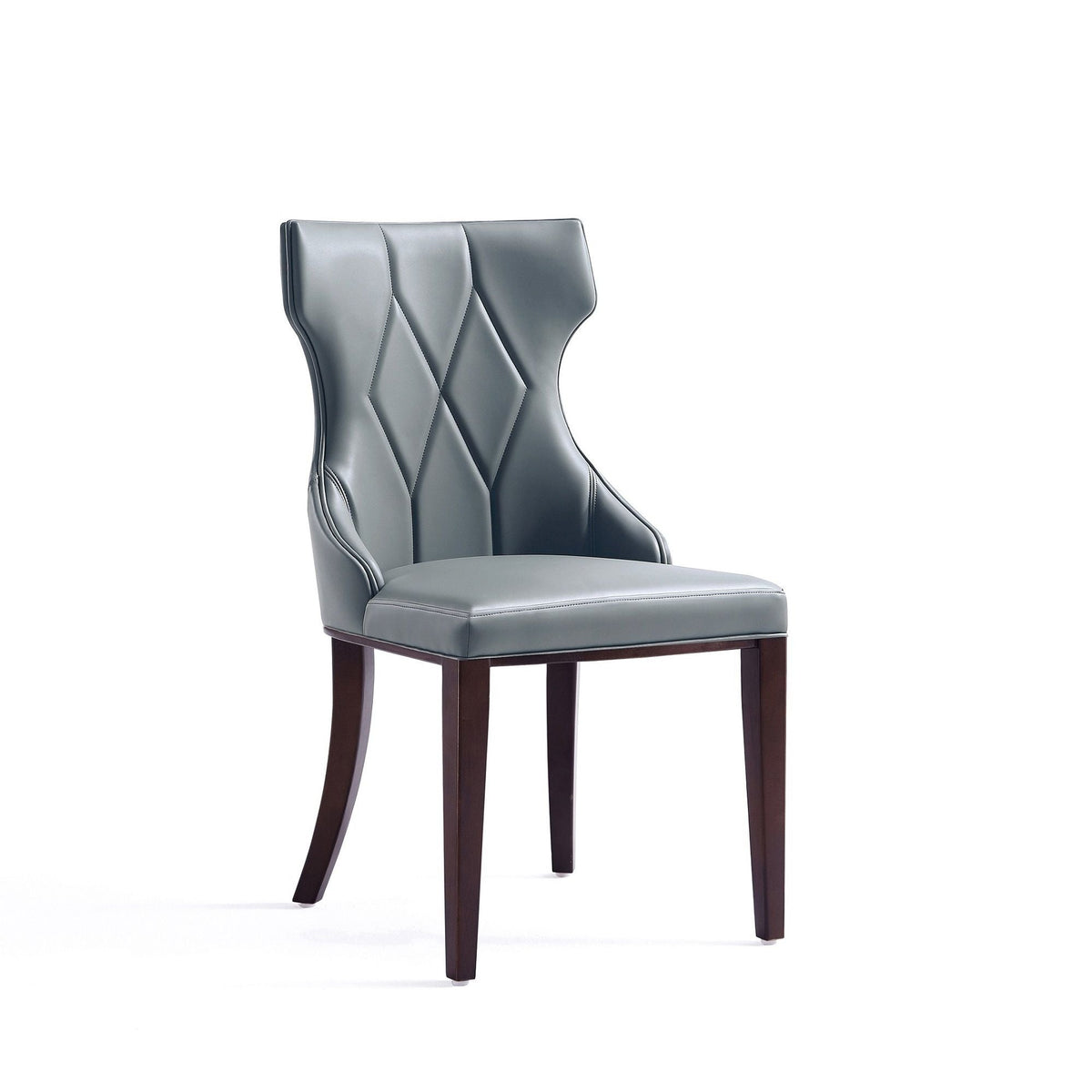 Reine dining chair set of 2 with solid wood frame in gray faux leather quilted back on Tampa Home & Garden Store