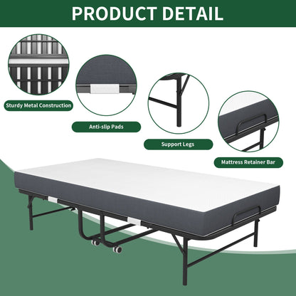Twin Extra Long Bed and Foam Mattress Black