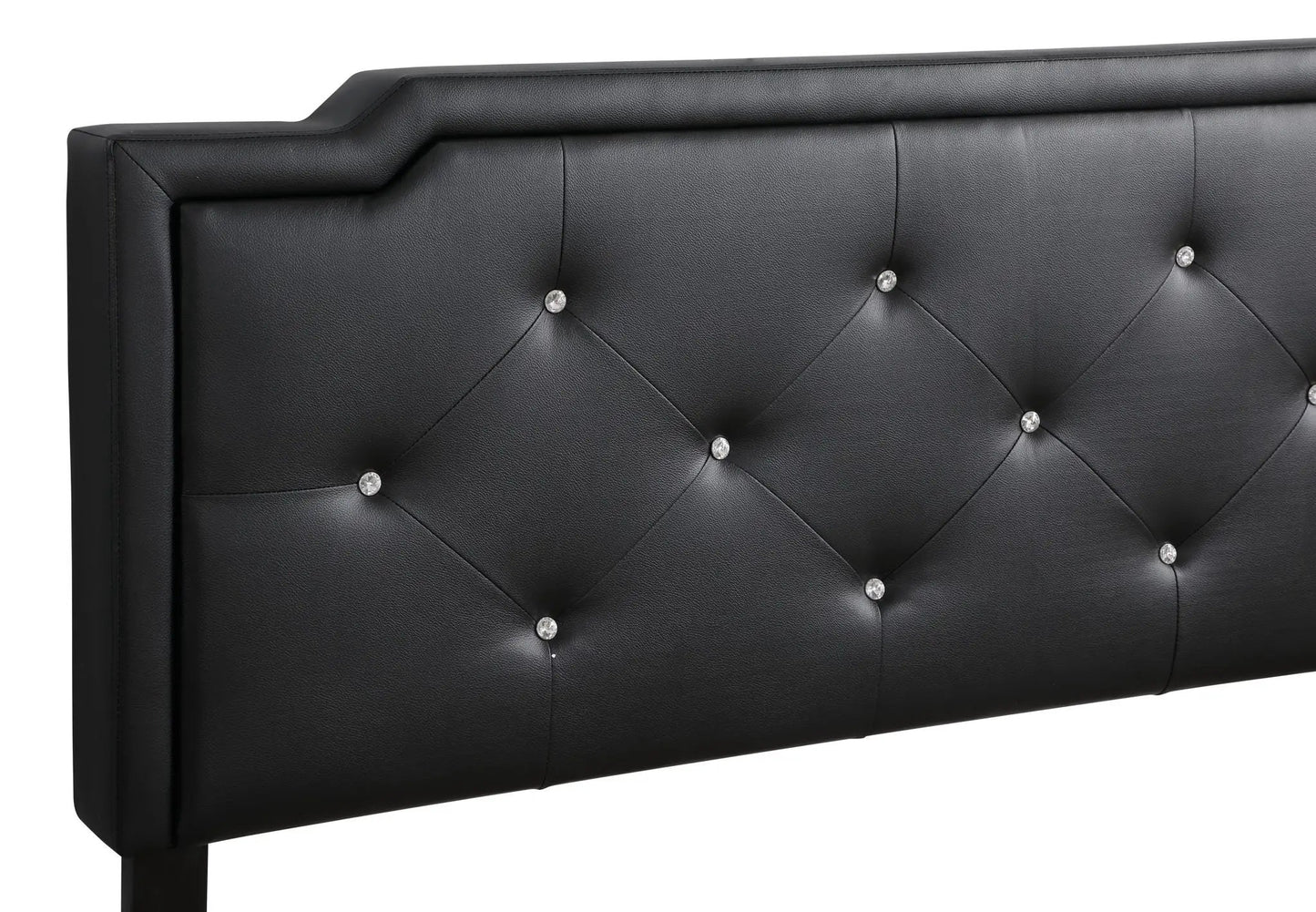Button Tufted Bed black faux-leather upholstery with crystal buttons by Unique Piece Furniture on Tampa Home & Garden Store