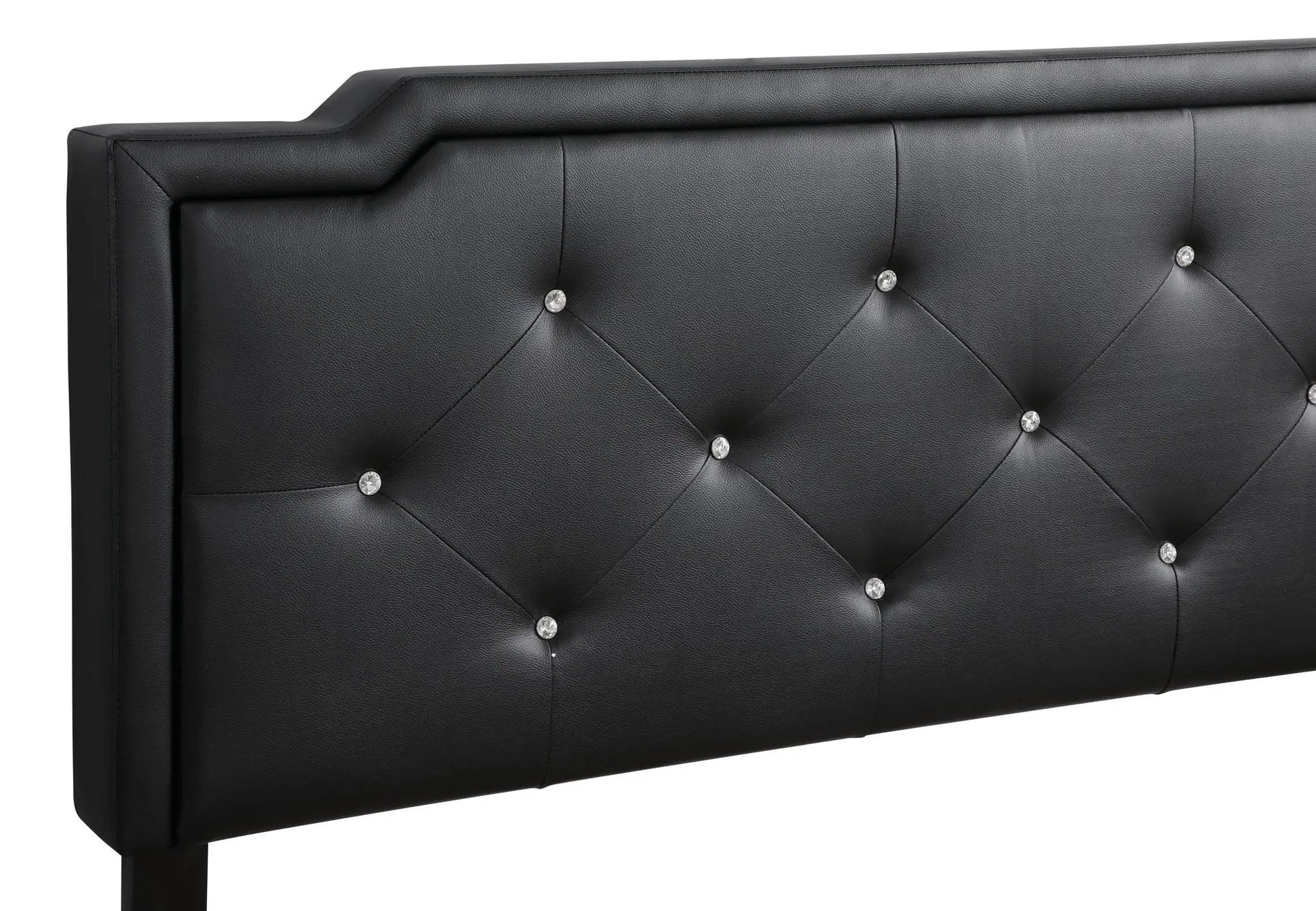 Button Tufted Bed black faux-leather upholstery with crystal buttons by Unique Piece Furniture on Tampa Home & Garden Store