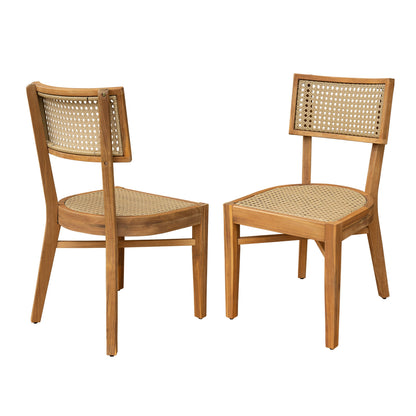 Netro Acacia Wood Dining Chair with Light Brown Wicker, 2 chairs by HouseOfZazla on Tampa Home & Garden Store