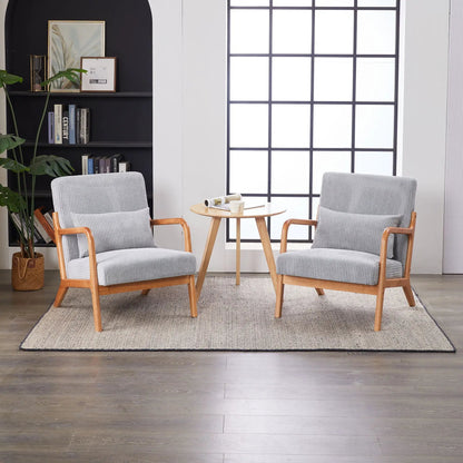Accent Arm Chair With Pillow Upholstered, 2 gray chairs wood legs Unique Piece Furniture on Tampa Home & Garden Store