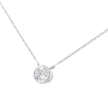 10K white gold bezel-set diamond pendant, 1/10 ct round brilliant, 16-18 in chain, Bids.com on Tampa Home & Garden Store