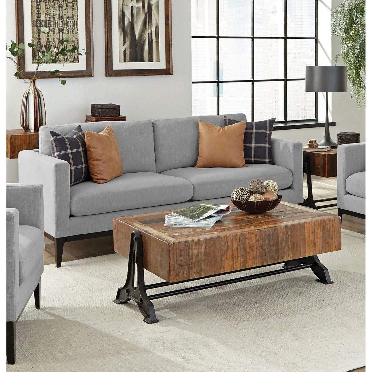 Montauk Upholstered Sofa And Light Gray Cushions