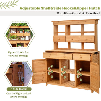 TOPMAX 65.7'' Tall Garden Potting Bench with Hutch, wooden HouseOfZazla workstation on Tampa Home & Garden Store