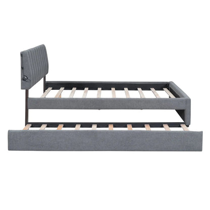 Upholstered Platform Bed With Trundle System