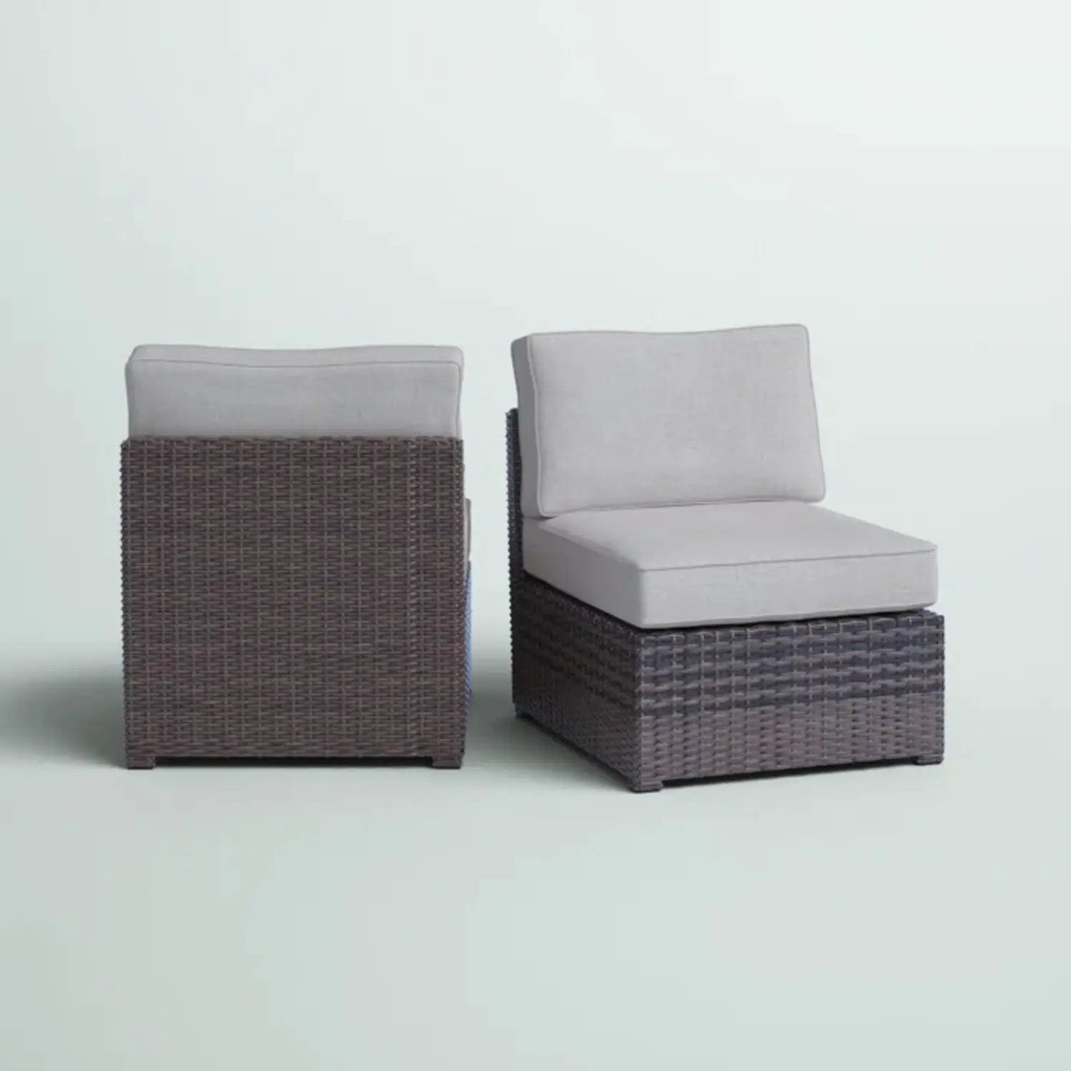 Armless patio chair with cushions, wicker base, gray cushions, 2pc set Unique Piece Furniture on Tampa Home & Garden Store