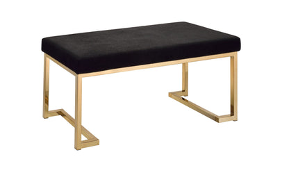 Boice bench black upholstered seat with gold metal frame for entryway on Tampa Home & Garden Store