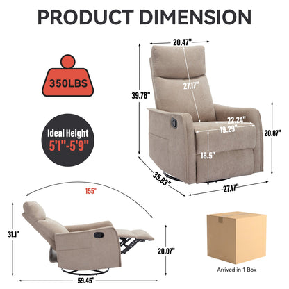 Heat massage recliner in khaki fabric with rocker; 350 lb capacity; 1-box HouseOfZazla on Tampa Home & Garden Store