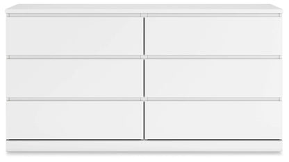 Onita White Six Drawer Dresser Ball Bearing Glide