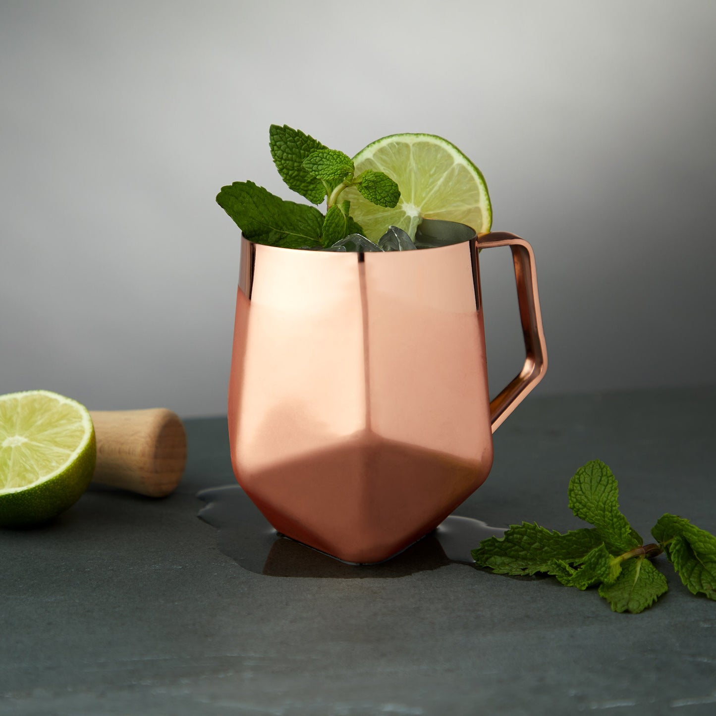 Seneca Faceted Copper Moscow Mule Mug for Drinks