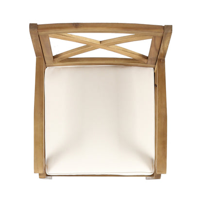 Perla Dining Chair outdoor chair cream water-resistant cushions, wood frame HouseOfZazla on Tampa Home & Garden Store