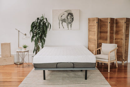 8-inch Gel Memory Foam Mattress by HouseOfZazla with white quilted top on gray base on Tampa Home & Garden Store